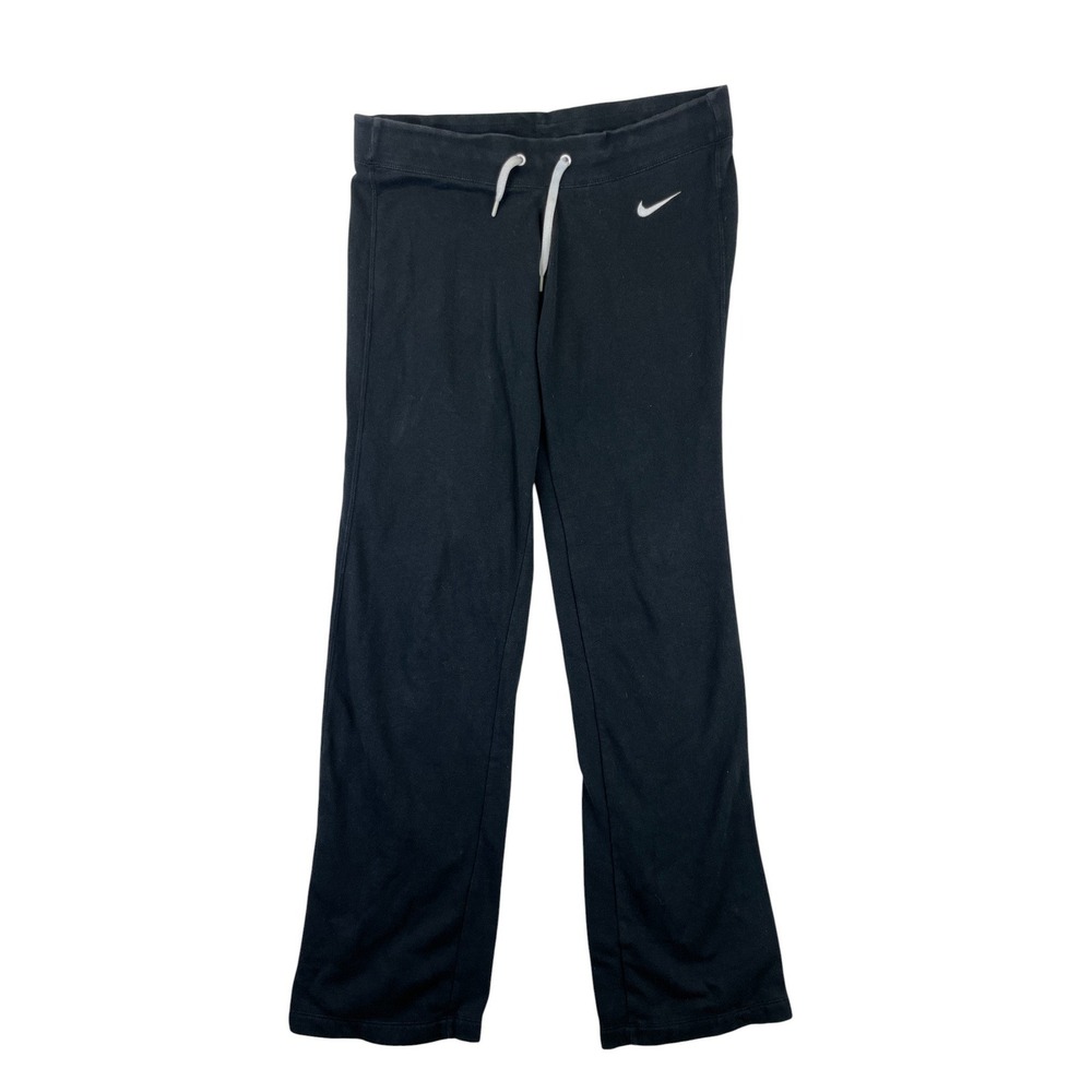 Nike Womens‎ M Black Sweatpants Joggers Athletic Drawstring Logo Casual Lounge